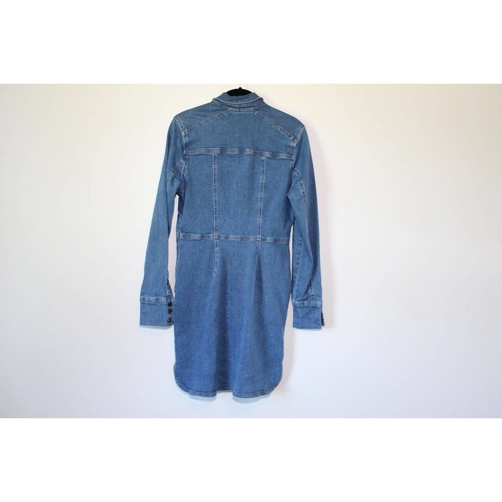 Free People Dynomite Denim Mini Shirt Dress Retro 70's Western Medium H14890 - Picture 7 of 15